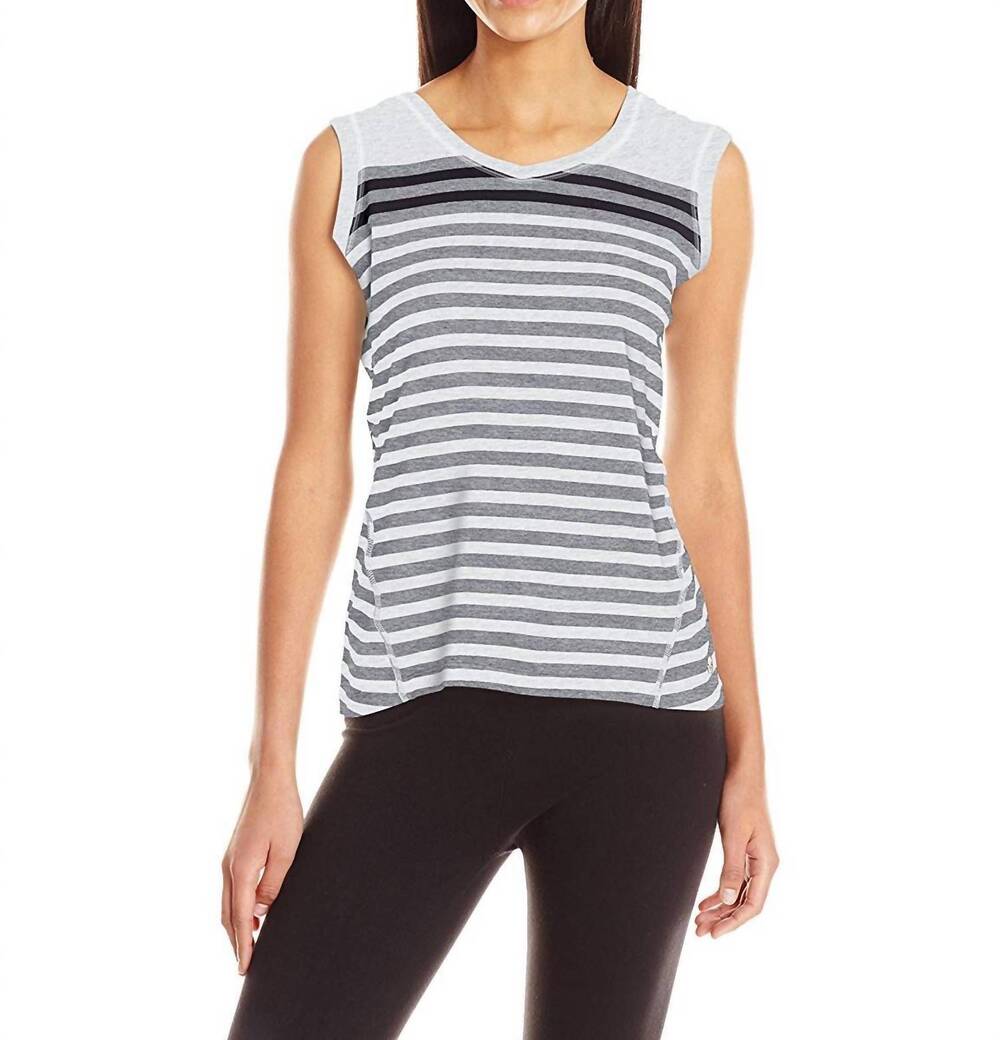 NEW CALVIN KLEIN performance hooded striped tank top in black